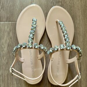 Stuart Weitzman Crystal Embellished Jelly Sandals- new